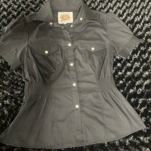 🖤 Ed Hardy Black Rose of Death Women’s Vintage Short Sleeve Button -Up Shirt 🖤